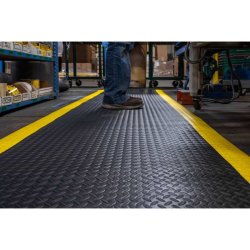 Notrax 419 Diamond Sof-Tred arbejdsm�tte - 91cm x 18,3 meter sort/Gul vinylm�tte rulle