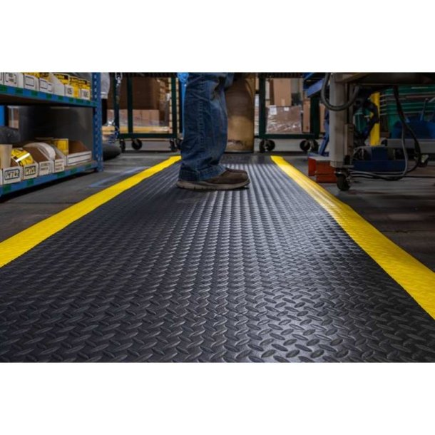 Notrax 419 Diamond Sof-Tred arbejdsm�tte - 91cm x 18,3 meter sort/Gul vinylm�tte rulle