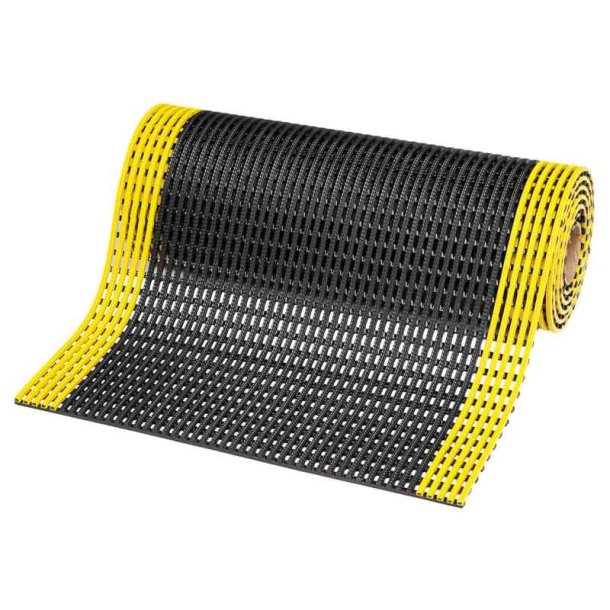 Notrax f�devarem�tte Flexdek 537 - 60cm x 10 Meter Sort/gul dr�nm�tte p� rulle