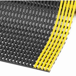 Notrax f�devarem�tte Flexdek 537 - 60cm x 10 Meter Sort/gul dr�nm�tte p� rulle