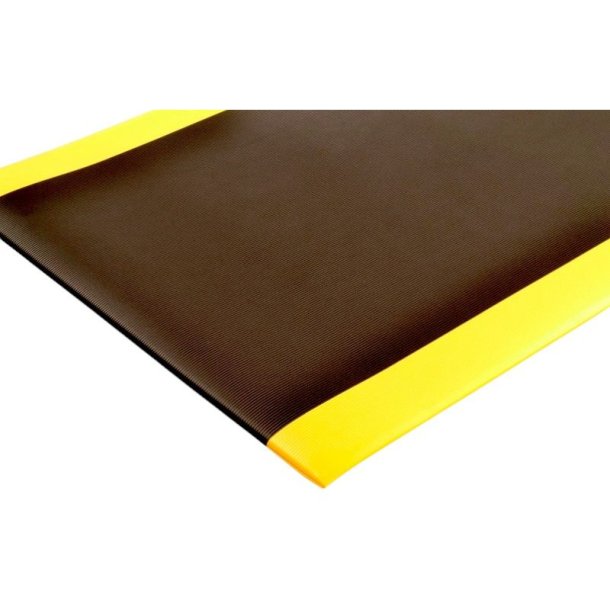 Notrax 413 Gripper Sof-Tred arbejdsm�tte - 60cm x 18,3 meter sort/gul Vinylm�tte rulle