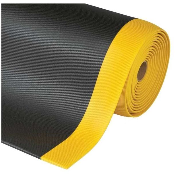 Notrax 413 Gripper Sof-Tred arbejdsm�tte - 60cm x 18,3 meter sort/gul Vinylm�tte rulle
