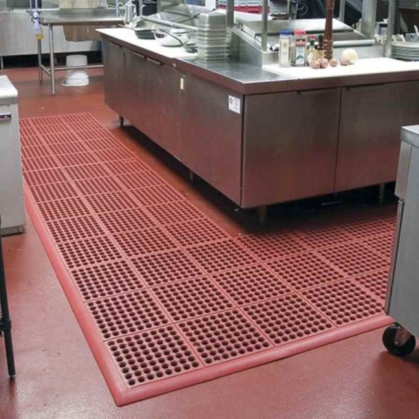 Notrax modulr drnmtte Cushion Ease 550 - 91x91cm rd nitril flisemtte