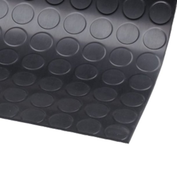 Notrax 745 Dots beskyttelsesm�tte - 3mm x 10 meter tynd sort gummim�tte