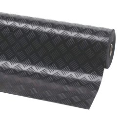 Notrax 746 Check beskyttelsesm�tte - 3mm x 140cm tynd sort gummim�tte meterm�l (pr. cm)
