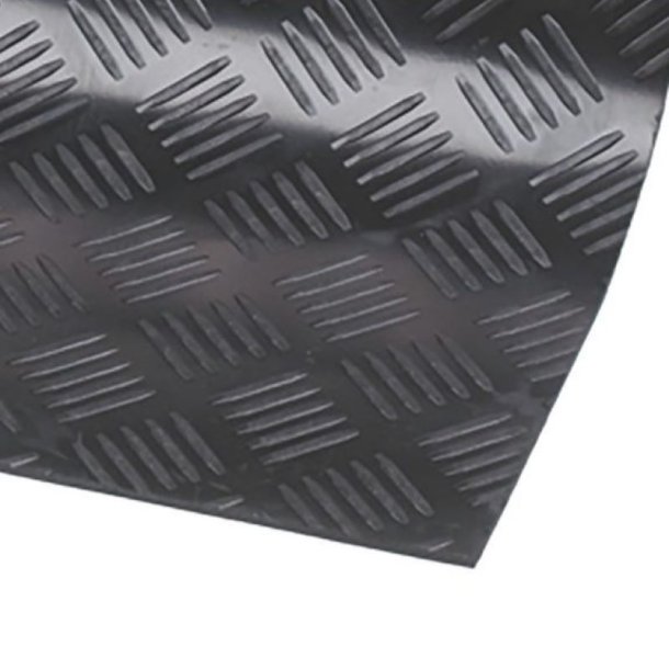 Notrax 746 Check beskyttelsesm�tte - 3mm x 140cm tynd sort gummim�tte meterm�l (pr. cm)