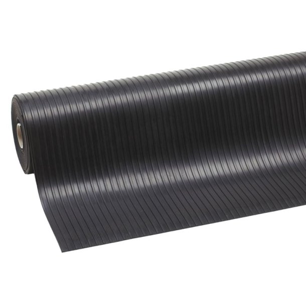 Notrax beskyttelsesmtte 753 Rib 'n' Roll - 10 meter - sort 6mm tynd gummimtte