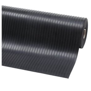 Notrax beskyttelsesmtte 759 Rib - 3mm x 90cm - 10 meter tynd sort gummimtte
