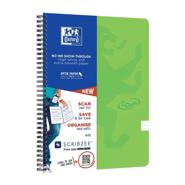 Oxford Touch Notesbog A4+ - linieret - 70 ark (140 sider) - 90g - Gr�n