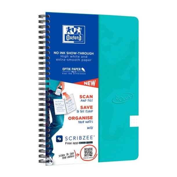 Oxford Touch Notesbog B5 - punkteret - 70 ark (140 sider) - 90g - Turkis