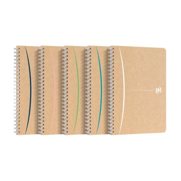 Oxford Touareg Notesbog A5 - linjeret - 180 sider - assorterede farver - dobbelt spiral