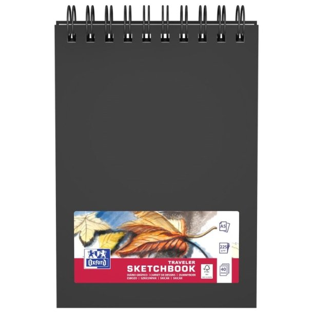 Oxford Skitseblok A5 - 40 ark - 225g - dobbelt spiral
