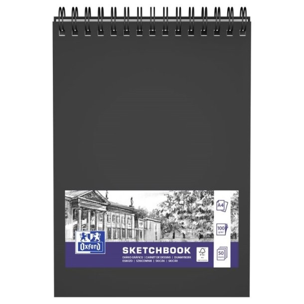 Oxford Skitseblok A4 - 50 ark - 100g - dobbelt spiral