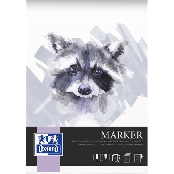 Oxford Kunstblok til filtpen A4 - 15 ark - 180g - limet i toppen