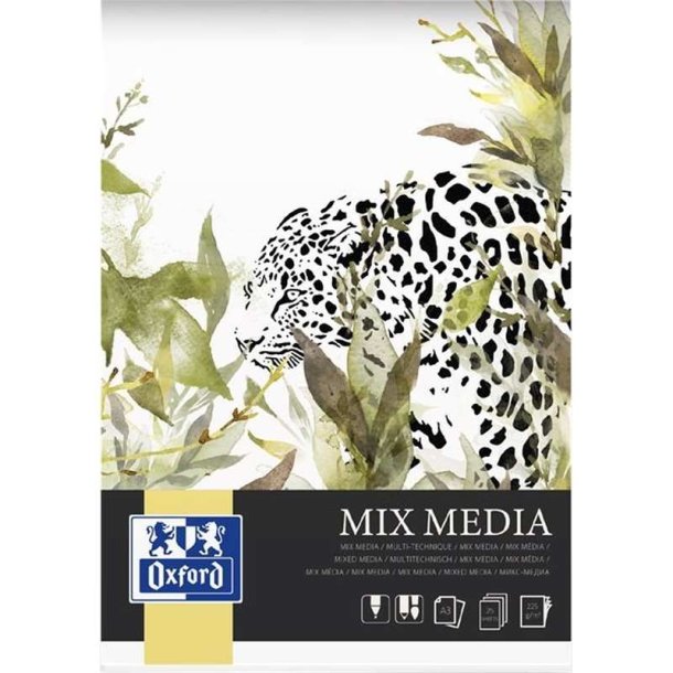 Oxford Mixed media-kunstblok A3 - 25 ark - 225g - limet i toppen