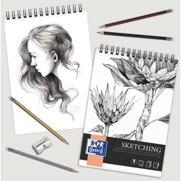 Oxford Kunstskitseblok A4 - 50 ark - 120g - med dobbelt spiral