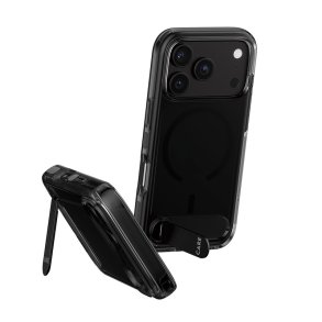 PanzerGlass CARE Kickstand Case Smokey Sort MagSafe cover til iPhone 17 Pro / 18 Pro