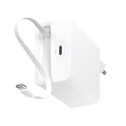 PanzerGlass Empower Turbo 67W oplader med udtr�kkelig USB-C kabel | S�lv/Hvid