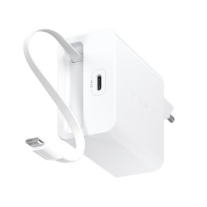 PanzerGlass Empower Turbo 67W oplader med udtr�kkelig USB-C kabel | S�lv/Hvid