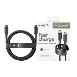 PanzerGlass Empower Racing 240W USB-C til USB-C kabel 2M - Space Sort