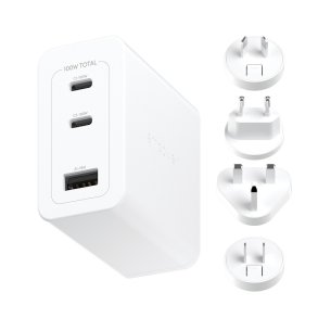 PanzerGlass - empower? by PanzerGlass&reg; Turbo 100W World Travel Adaptor incl. 2 x USB-C + USB-A | Silver White - Universa