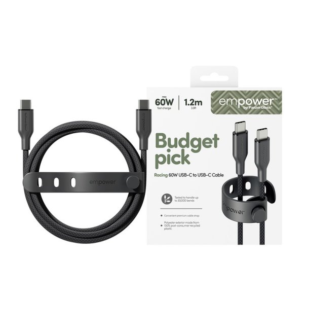 PanzerGlass empower? Racing USB-C til USB-C kabel 60W 1,2m Space Sort