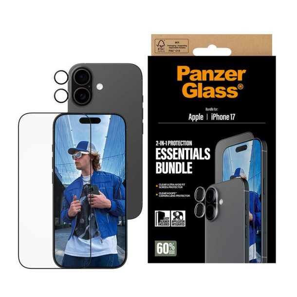 PanzerGlass 2-in-1 Essentials Bundle til iPhone 17 - sk�rmbeskytter