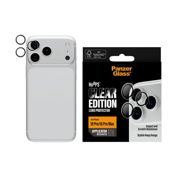 PanzerGlass Hoops� kameralinse-beskytter til iPhone 18 Pro / 18 Pro Max - transparent