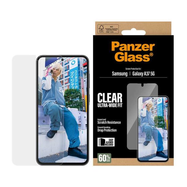 PanzerGlass Sk�rmbeskytter til Samsung Galaxy A37 5G | Ultra-Wide Fit med EasyAligner