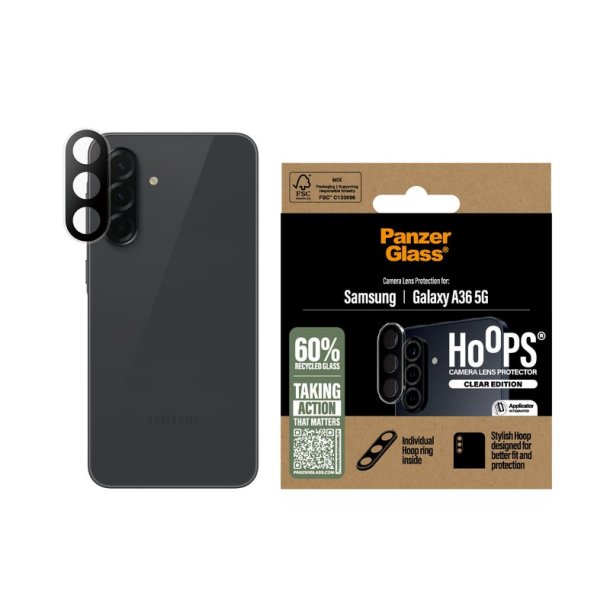PanzerGlass Hoops kameralinsebeskytter til Samsung Galaxy A36 5G - transparent