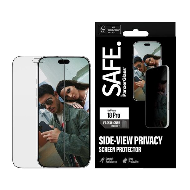 PanzerGlass SAFE Privacy Screen Protector til iPhone 18 Pro - Ultra-Wide Fit m. EasyAligner