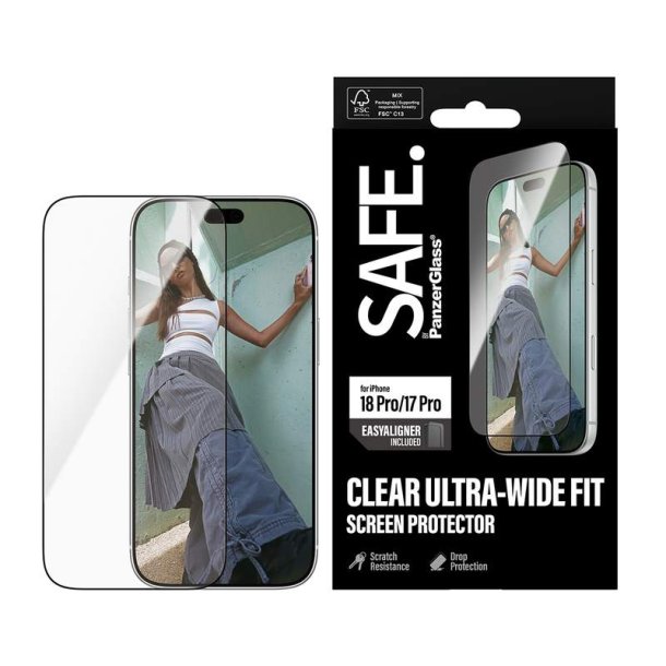 PanzerGlass SAFE Screen Protector til iPhone 17 Pro & 18 Pro - Ultra-Wide Fit