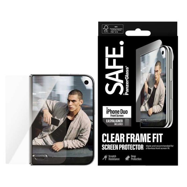 PanzerGlass - SAFE. by PanzerGlass&reg; Front Screen Protector iPhone Duo | FRAME FIT w. EasyAligner - Clear screen protecto