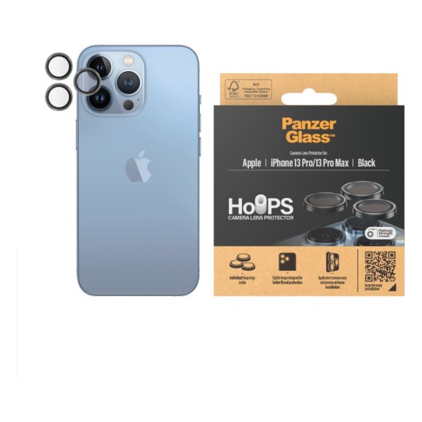 PanzerGlass Hoops Sort Kameralinsebeskytter for iPhone 13 Pro | 13 Pro Max