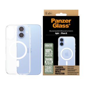 PanzerGlass HardCase Transparent m. Hvid MagSafe iPhone 16