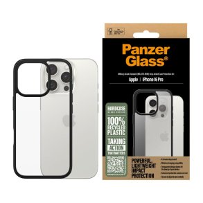 PanzerGlass HardCase Transparent m. Sort Ramme iPhone 16 Pro