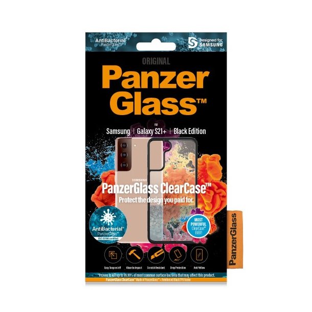 PanzerGlass ClearCase - med sort ramme - Galaxy S21+s - AB