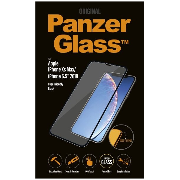 PanzerGlass skrmbeskyttelse - iPhone Xs Max/11 Pro Max - sort (Case Friendly)