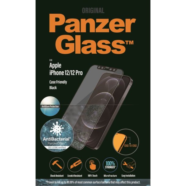 PanzerGlass skrmbeskyttelse - iPhone 12/12 Pro - Case Friendly Anti-Glare (AB) - sort