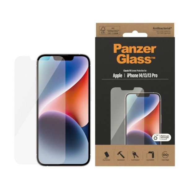 PanzerGlass Skrmbeskyttelse iPhone 14 | 13 | 13 Pro | 16e | Classic Fit