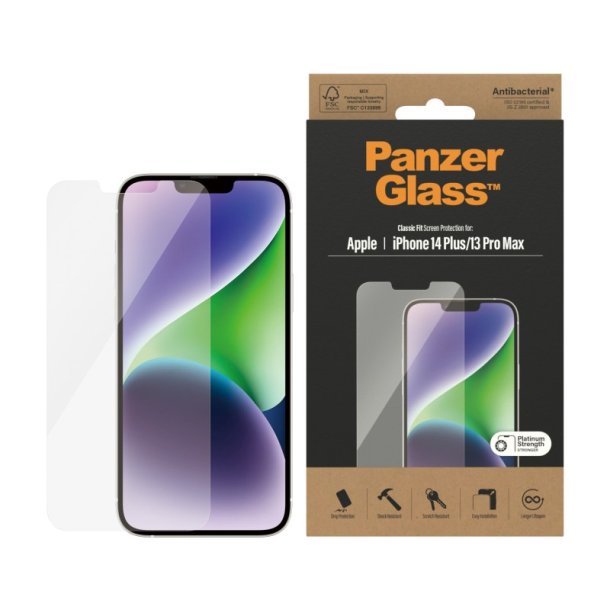 PanzerGlass Skrmbeskyttelse iPhone 14 Plus | 13 Pro Max | Classic Fit