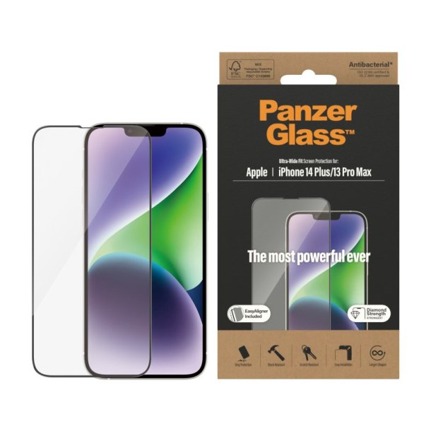 PanzerGlass Skrmbeskyttelse iPhone 14 Plus | 13 Pro Max | Ultra-Wide Fit w. EasyAligner