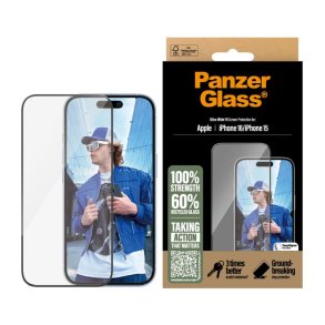 PanzerGlass Sk�rmbeskyttelse iPhone 16 | 15 | Ultra-Wide Fit