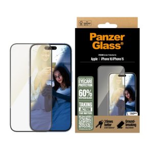 PanzerGlass EyeCare Sk�rmbeskyttelse iPhone 16 | 15 | Ultra-Wide Fit