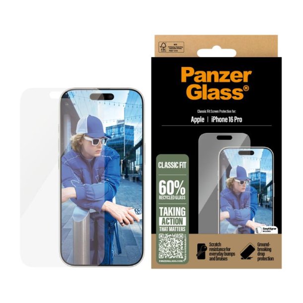 PanzerGlass Skrmbeskyttelse iPhone 16 Pro | Classic Fit