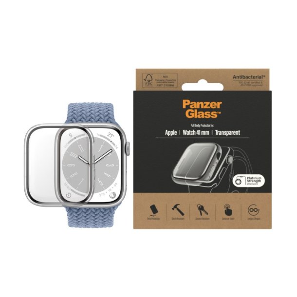 PanzerGlass Skrmbeskyttelse Full Body Apple Watch Series 9 | 8 | 7 | 41mm | Transparent