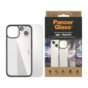 PanzerGlass ClearCase Transparent m. Sort Ramme iPhone 14 | 13