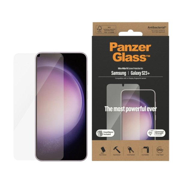 PanzerGlass Skrmbeskyttelse Samsung Galaxy S23+ | Ultra-Wide Fit m. EasyAligner