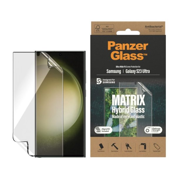 PanzerGlass ECO MATRIX Skrmbeskyttelse Samsung Galaxy S23 Ultra | Ultra-Wide Fit m. AlignerKit