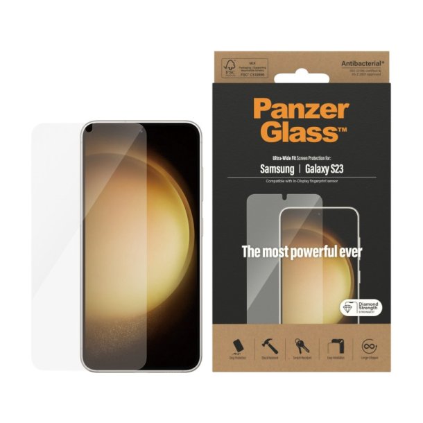 PanzerGlass Skrmbeskyttelse Samsung Galaxy S23 | Ultra-Wide Fit